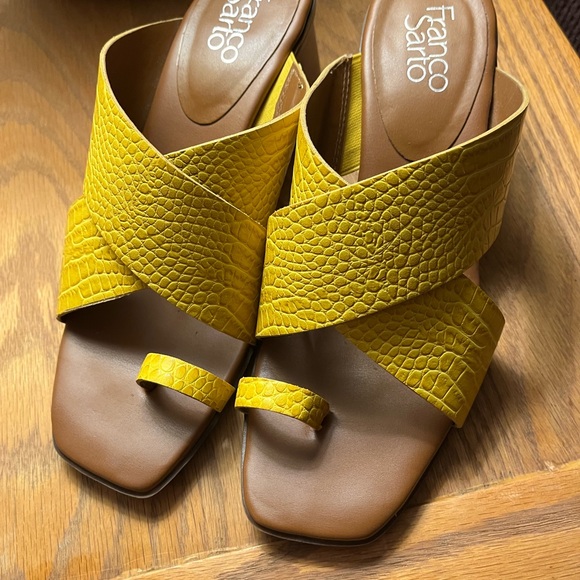 Franco Sarto yellow chunky heel mules - Picture 3 of 5